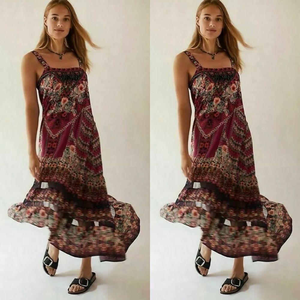 Anthropologie Lovett Tiered Tunic Maxi Dress